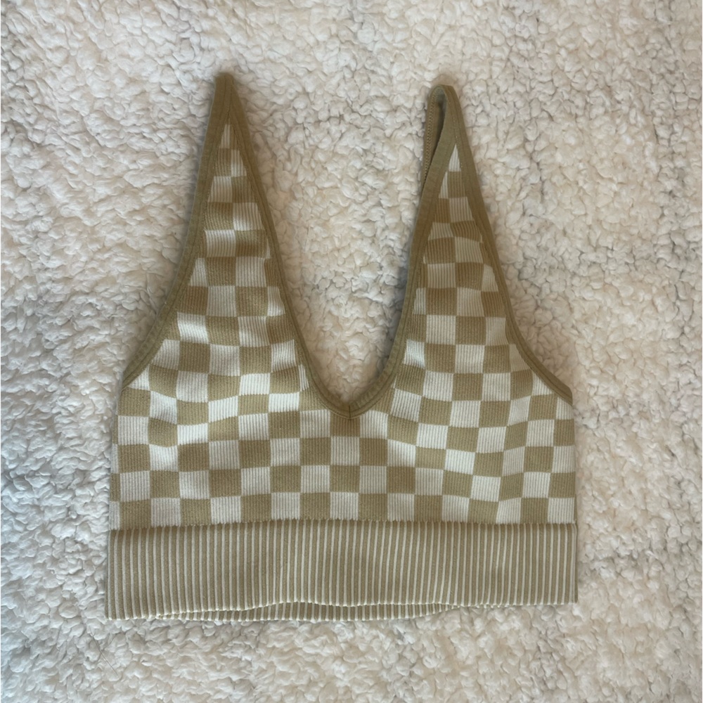 Garage Ribbed Checkered Tank Top